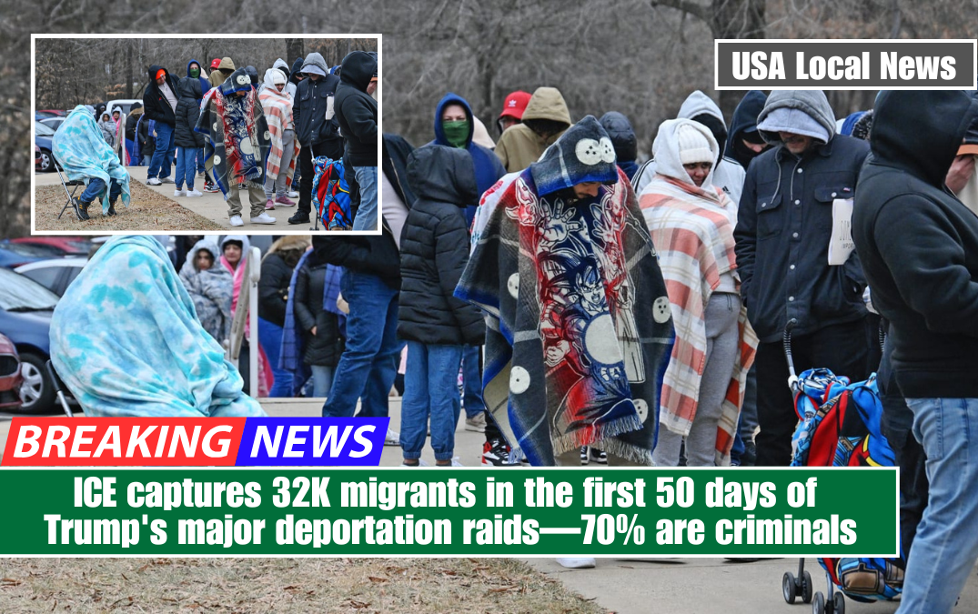 ICE captures 32K migrants in the first 50 days of Trump's major deportation raids—70% are criminals
