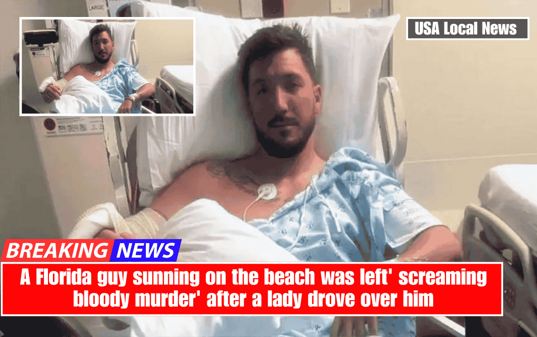 A Florida guy sunning on the beach was left' screaming bloody murder' after a lady drove over him