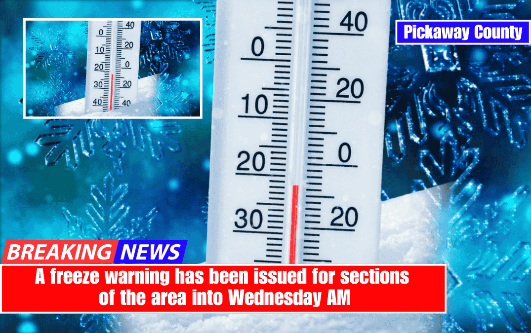 A freeze warning has been issued for sections of the area into Wednesday AM