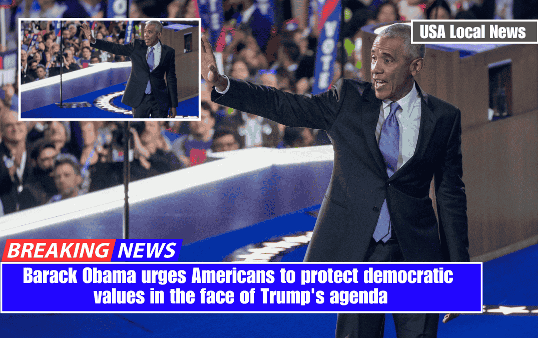 Barack Obama urges Americans to protect democratic values in the face of Trump's agenda