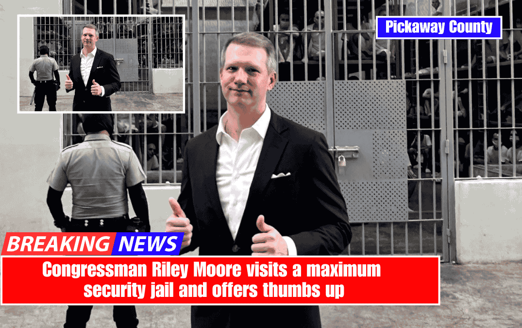 Congressman Riley Moore visits a maximum security jail and offers thumbs up