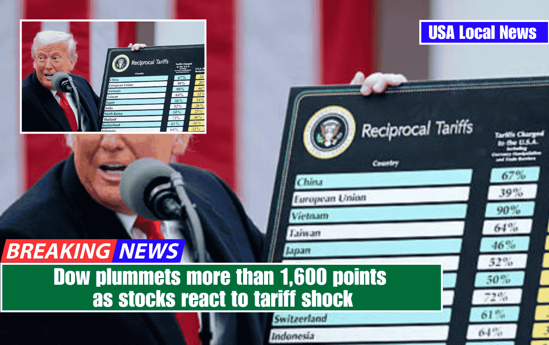 The Dow falls more than 1,600 points as stocks respond to tariff shock