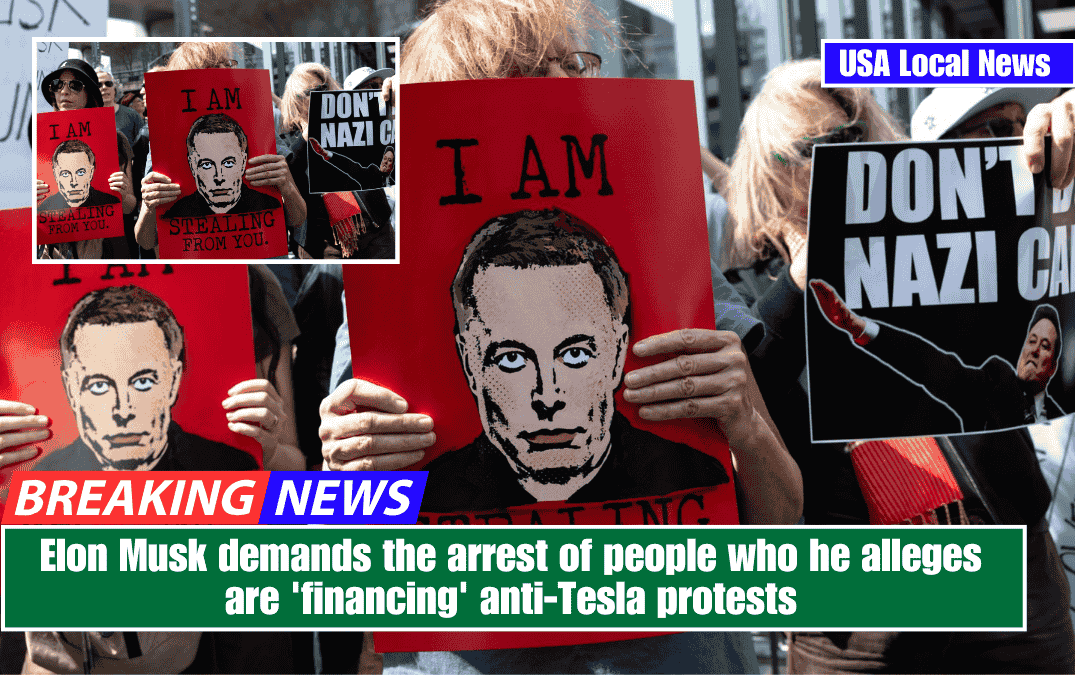 Elon Musk demands the arrest of people who he alleges are 'financing' anti-Tesla protests