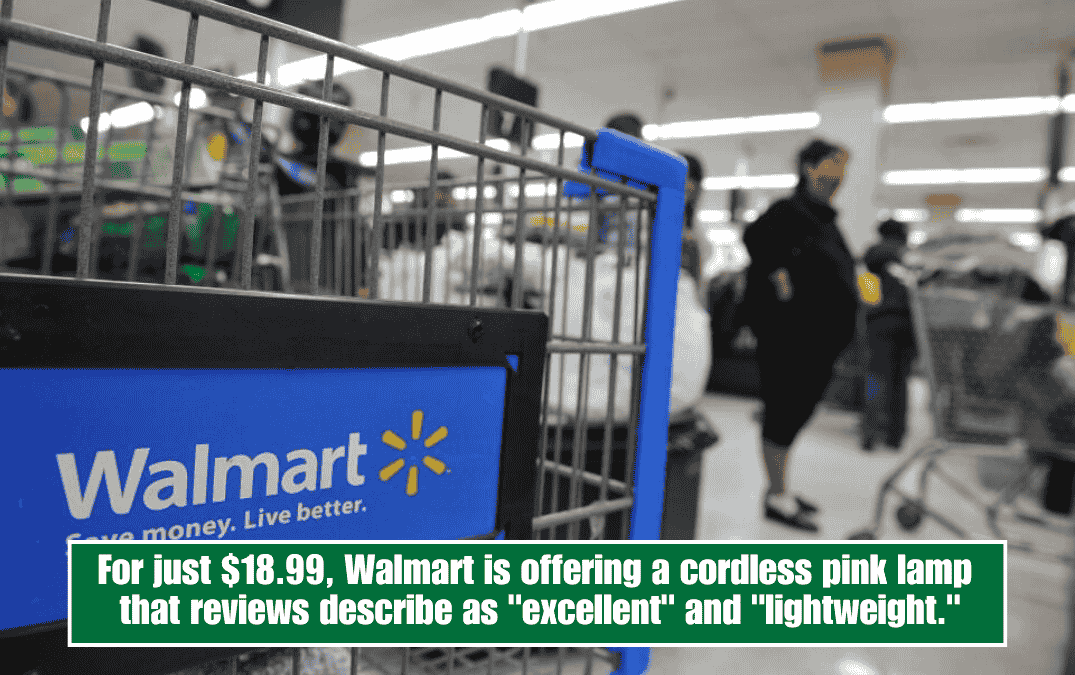 For just $18.99, Walmart is offering a cordless pink lamp that reviews describe as "excellent" and "lightweight."