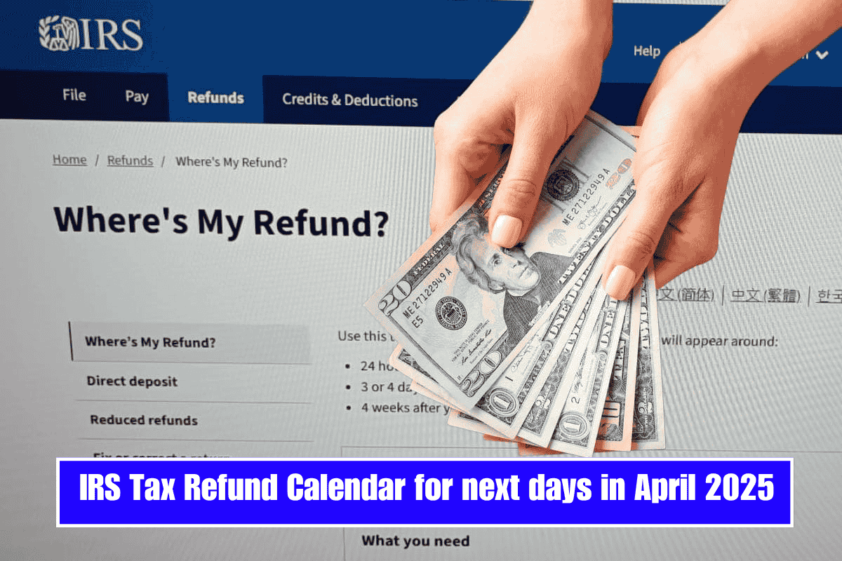 IRS Tax Refund Calendar for next days in April 2025