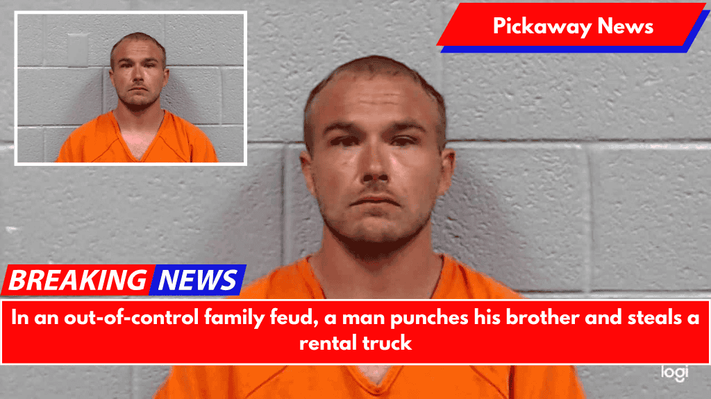 In an out-of-control family feud, a man punches his brother and steals a rental truck
