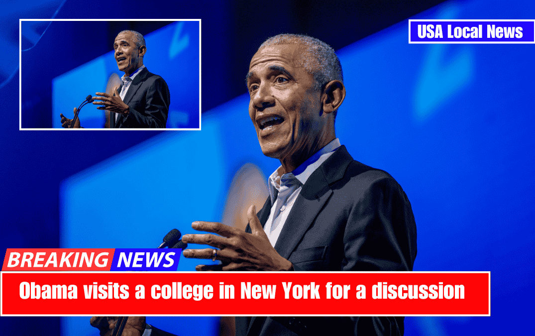 Obama visits a college in New York for a discussion