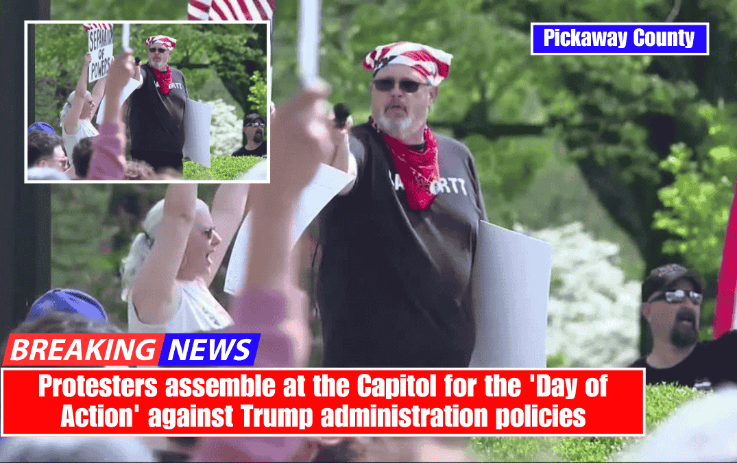 Protesters assemble at the Capitol for the 'Day of Action' against Trump administration policies