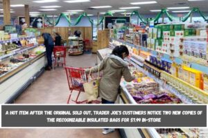 A HOT ITEM After the original sold out, Trader Joe's customers notice two new copies of the recognizable insulated bags for $7.99 in-store
