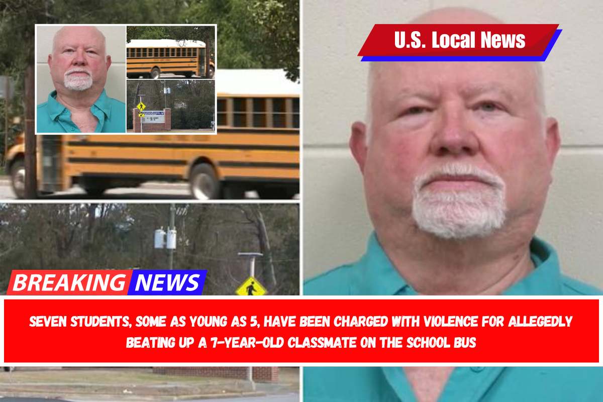 Seven students, some as young as 5, have been charged with violence for allegedly beating up a 7-year-old classmate on the school bus